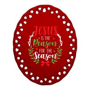 Jesus Is The Reason For The Season Christian Christmas Gift Ceramic Oval Ornament