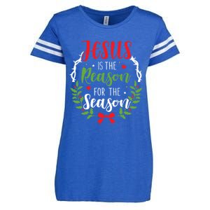 Jesus Is The Reason For The Season Christian Christmas Gift Enza Ladies Jersey Football T-Shirt