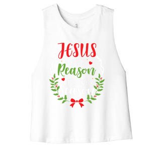 Jesus Is The Reason For The Season Christian Christmas Gift Women's Racerback Cropped Tank