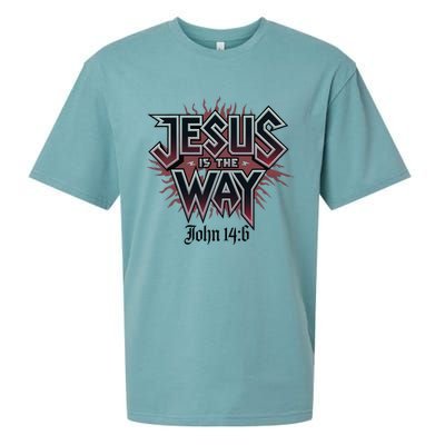 Jesus Is The Way John 146 Bold Design Sueded Cloud Jersey T-Shirt