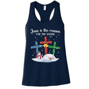 Jesus Is The Reason For The Season Christian Christmas Xmas Women's Racerback Tank