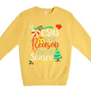 Jesus Is The Reason For The Season Ugly Christmas Sweater Great Gift Premium Crewneck Sweatshirt