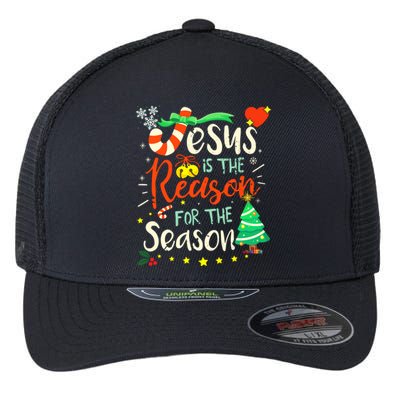 Jesus Is The Reason For The Season Ugly Christmas Sweater Great Gift Flexfit Unipanel Trucker Cap