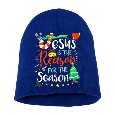 Jesus Is The Reason For The Season Ugly Christmas Sweater Great Gift Short Acrylic Beanie