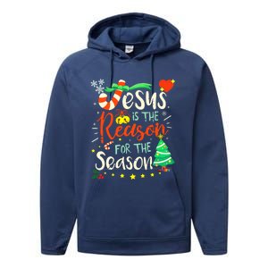 Jesus Is The Reason For The Season Ugly Christmas Sweater Great Gift Performance Fleece Hoodie