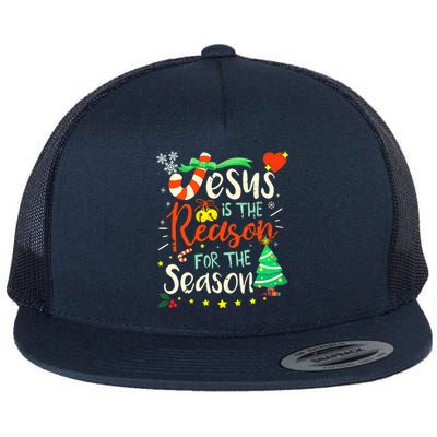 Jesus Is The Reason For The Season Ugly Christmas Sweater Great Gift Flat Bill Trucker Hat