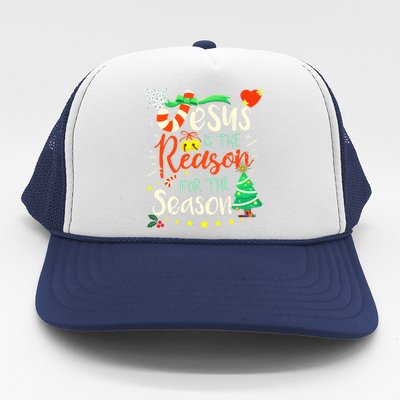 Jesus Is The Reason For The Season Ugly Christmas Sweater Great Gift Trucker Hat