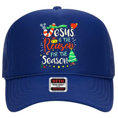 Jesus Is The Reason For The Season Ugly Christmas Sweater Great Gift High Crown Mesh Back Trucker Hat