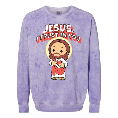 Jesus I Trust In You Divine Mercy Cute Catholic Colorblast Crewneck Sweatshirt