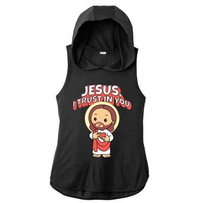 Jesus I Trust In You Divine Mercy Cute Catholic Ladies PosiCharge Tri-Blend Wicking Draft Hoodie Tank