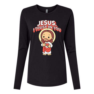 Jesus I Trust In You Divine Mercy Cute Catholic Womens Cotton Relaxed Long Sleeve T-Shirt