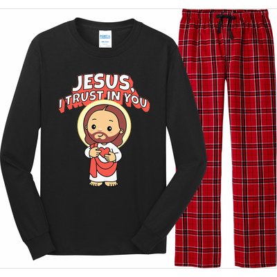 Jesus I Trust In You Divine Mercy Cute Catholic Long Sleeve Pajama Set