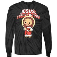 Jesus I Trust In You Divine Mercy Cute Catholic Tie-Dye Long Sleeve Shirt