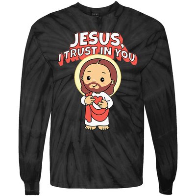 Jesus I Trust In You Divine Mercy Cute Catholic Tie-Dye Long Sleeve Shirt