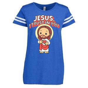 Jesus I Trust In You Divine Mercy Cute Catholic Enza Ladies Jersey Football T-Shirt