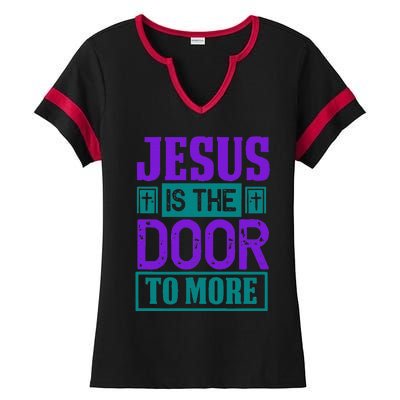 Jesus Is The Door To More Ladies Halftime Notch Neck Tee