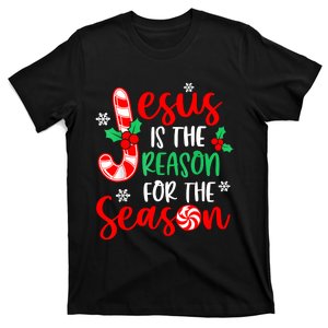 Jesus Is The Reason For The Season Christmas Xmas Candy Cane T-Shirt