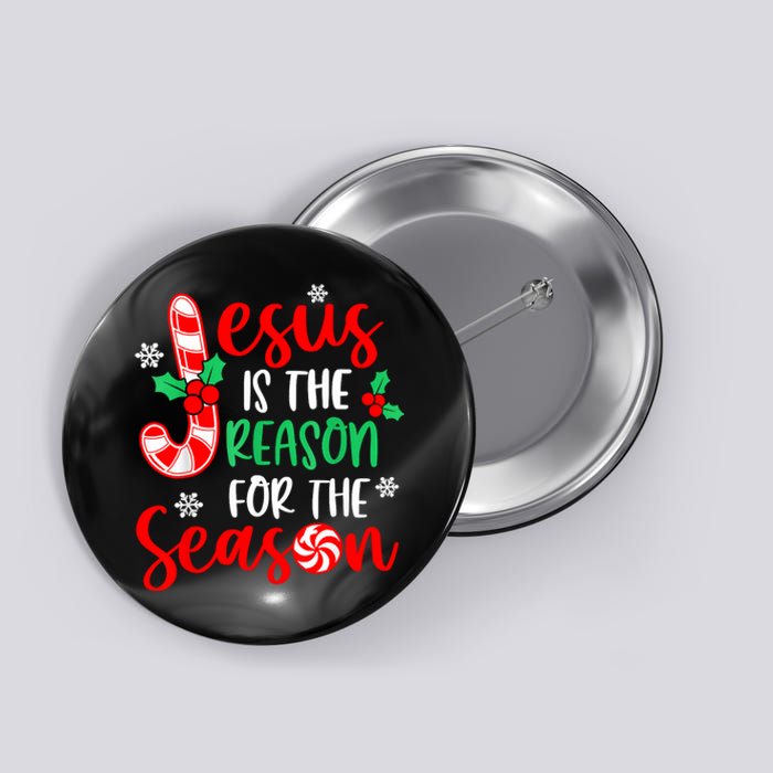 Jesus Is The Reason For The Season Christmas Xmas Candy Cane Button