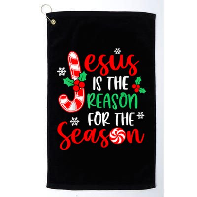 Jesus Is The Reason For The Season Christmas Xmas Candy Cane Platinum Collection Golf Towel