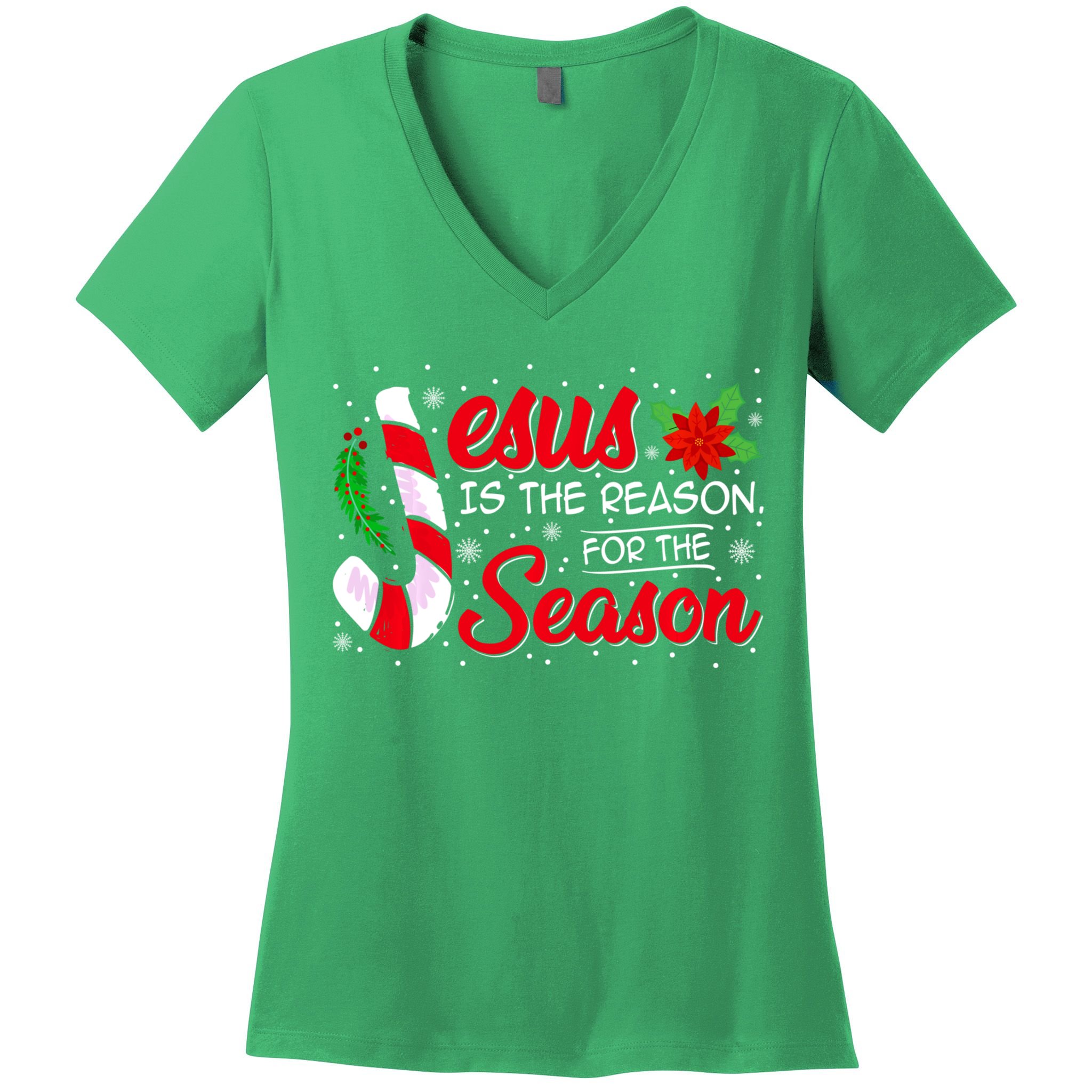 Jesus Is The Reason For The Season Christian Christmas Party Women's V-Neck T-Shirt