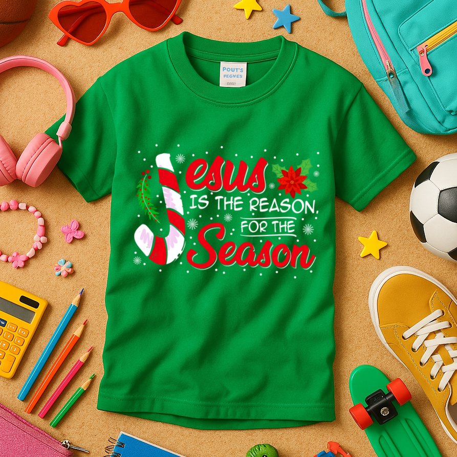 Jesus Is The Reason For The Season Christian Christmas Party Kids T-Shirt