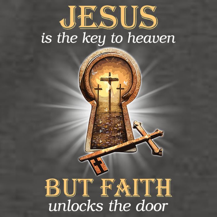 Jesus Is The Key To Heaven But Faith Unlocks Door Christian Vector Backpack