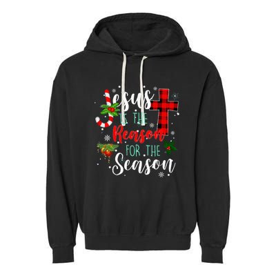 Jesus Is The Reason For Season Christmas Family Pajamas Garment-Dyed Fleece Hoodie