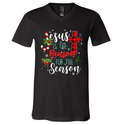 Jesus Is The Reason For Season Christmas Family Pajamas V-Neck T-Shirt