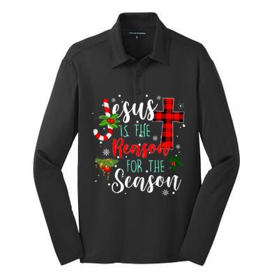 Jesus Is The Reason For Season Christmas Family Pajamas Silk Touch Performance Long Sleeve Polo