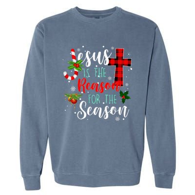 Jesus Is The Reason For Season Christmas Family Pajamas Garment-Dyed Sweatshirt