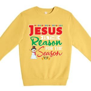 Jesus Is The Reason For The Season Funny Gift Christian Religion Xmas Gift Premium Crewneck Sweatshirt