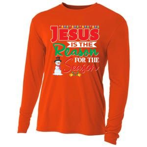 Jesus Is The Reason For The Season Funny Gift Christian Religion Xmas Gift Cooling Performance Long Sleeve Crew