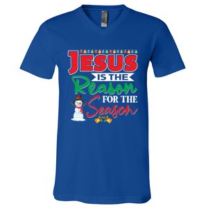 Jesus Is The Reason For The Season Funny Gift Christian Religion Xmas Gift V-Neck T-Shirt