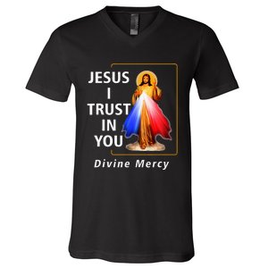 Jesus I Trust In You Divine Mercy Catholic V-Neck T-Shirt