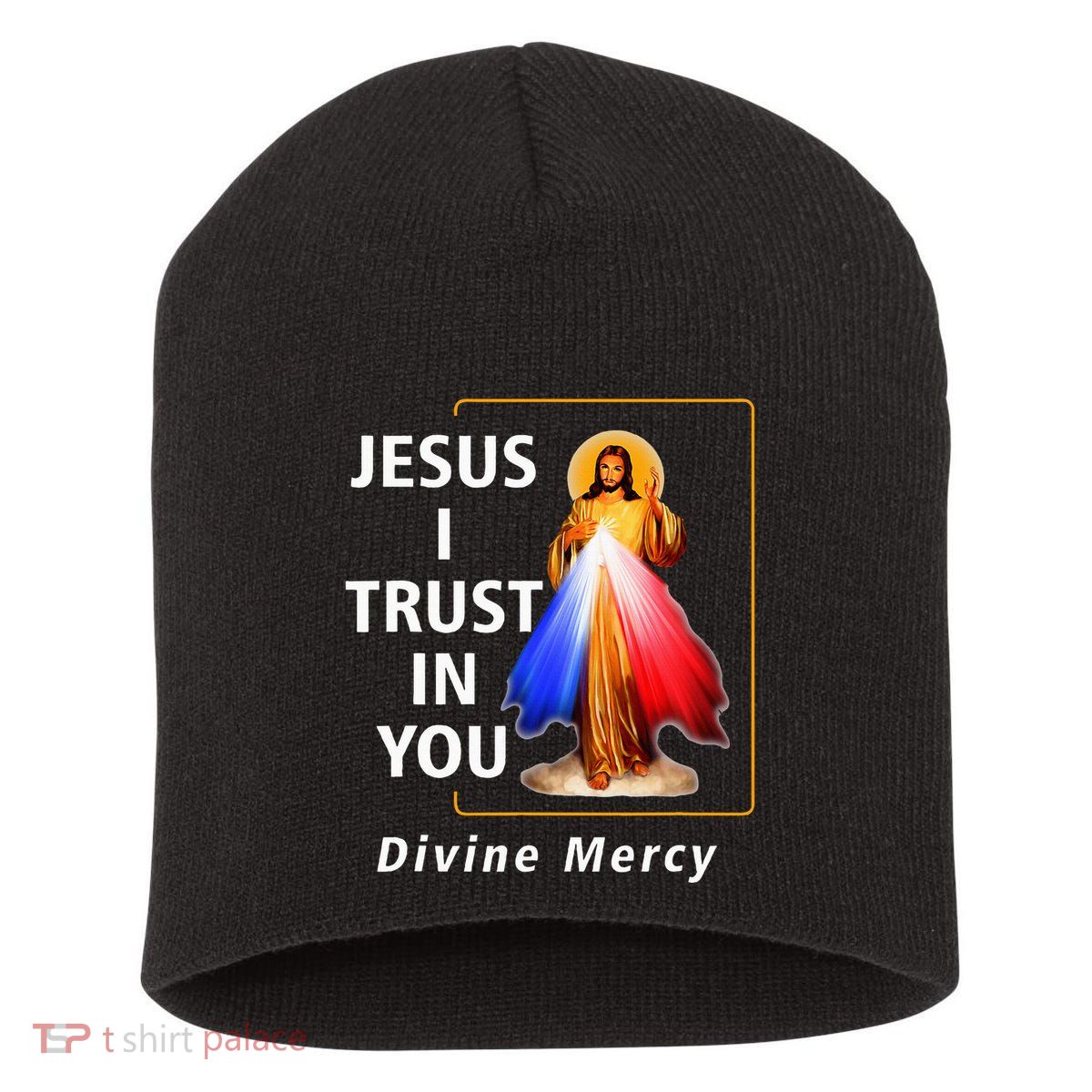 Jesus I Trust In You Divine Mercy Catholic Short Acrylic Beanie