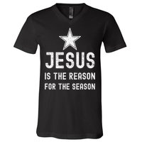 Jesus is The Reason Season Christmas Christian Bible Church V-Neck T-Shirt