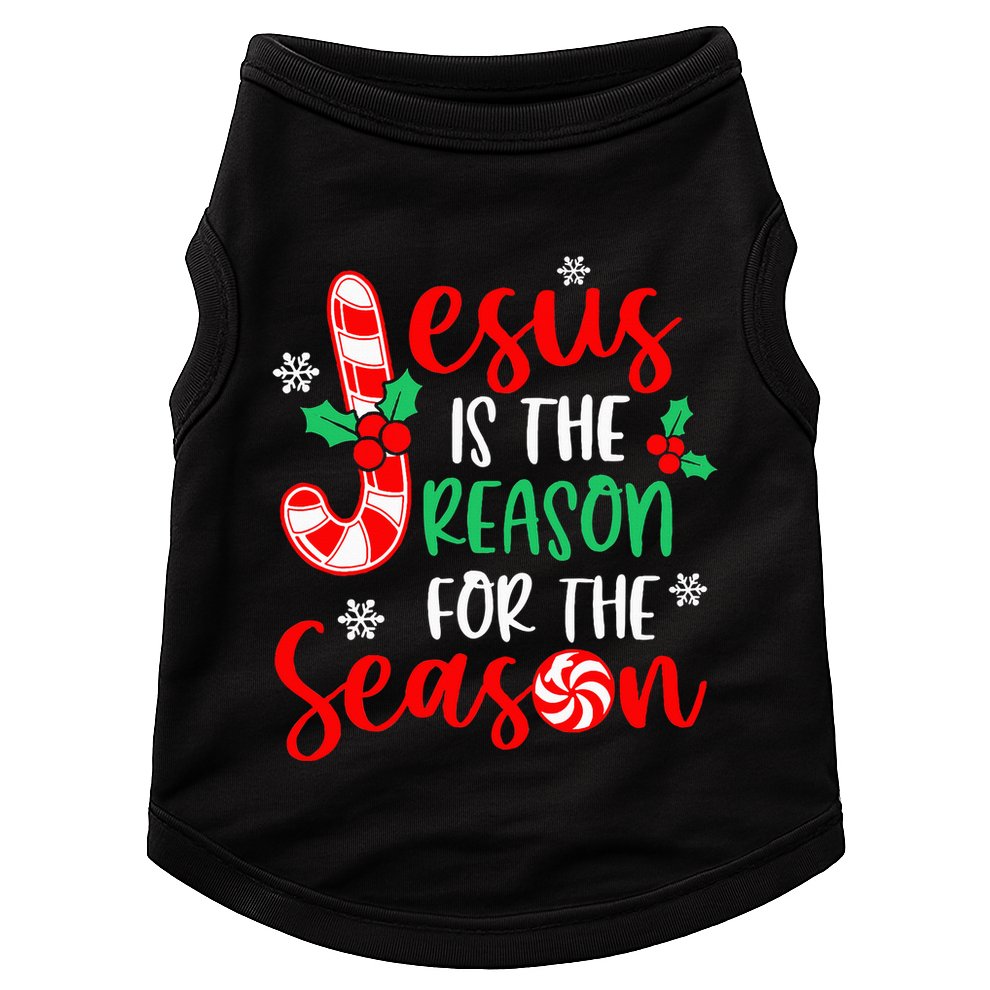 Jesus Is The Reason For The Season Xmas Candy Cane  Doggie Tank