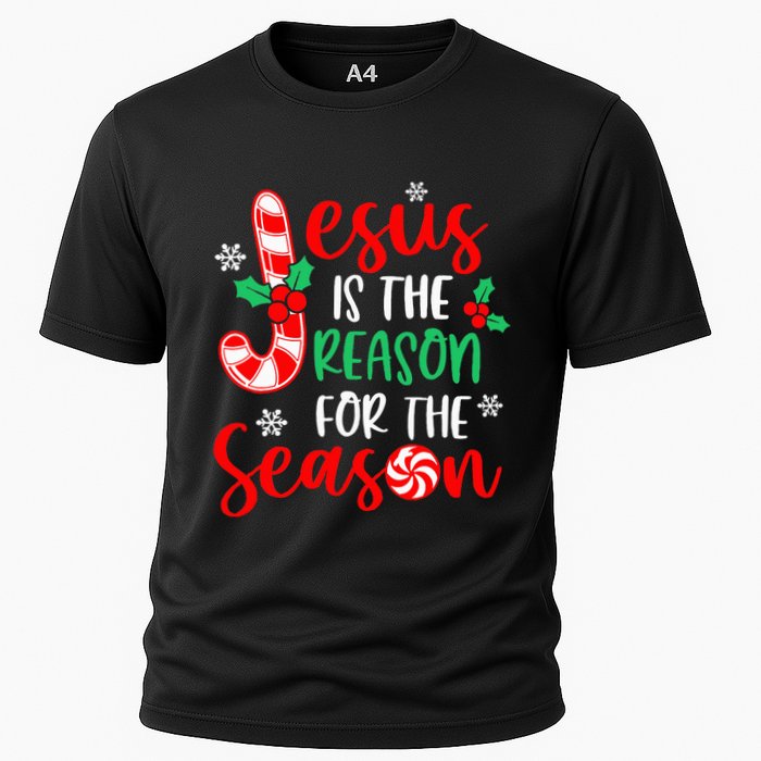 Jesus Is The Reason For The Season Xmas Candy Cane  Cooling Performance Crew T-Shirt