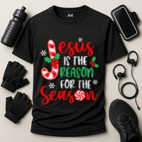 Jesus Is The Reason For The Season Xmas Candy Cane  Cooling Performance Crew T-Shirt