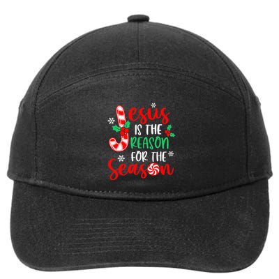 Jesus Is The Reason For The Season Xmas Candy Cane  7-Panel Snapback Hat