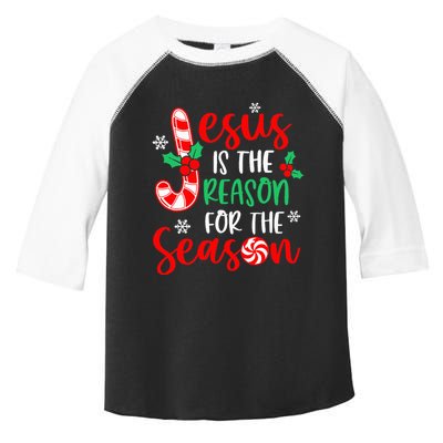 Jesus Is The Reason For The Season Xmas Candy Cane  Toddler Fine Jersey T-Shirt