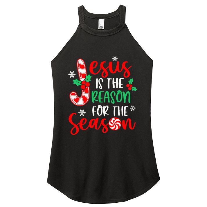 Jesus Is The Reason For The Season Xmas Candy Cane  Women's Perfect Tri Rocker Tank