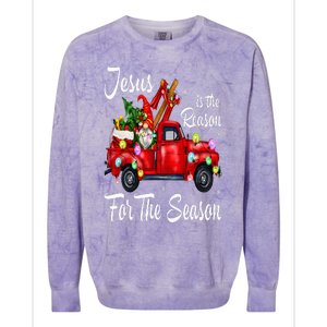 Jesus Is The Reason For The Season Christmas Red Truck Xmas Colorblast Crewneck Sweatshirt