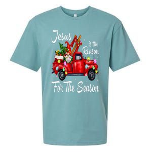 Jesus Is The Reason For The Season Christmas Red Truck Xmas Sueded Cloud Jersey T-Shirt