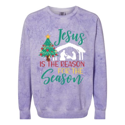 Jesus Is The Reason For The Season Christian Believer Gift Colorblast Crewneck Sweatshirt