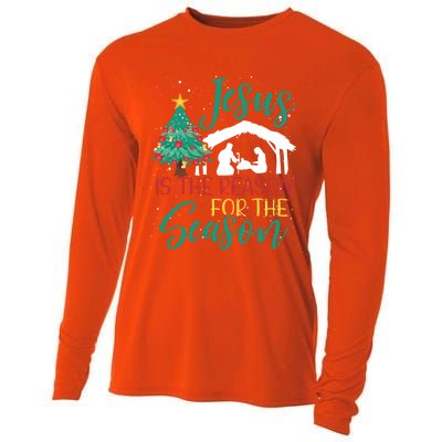 Jesus Is The Reason For The Season Christian Believer Gift Cooling Performance Long Sleeve Crew