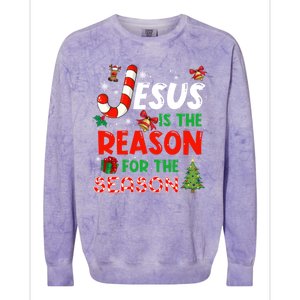 Jesus Is The Reason For The Season Faith Christmas Pajamas Colorblast Crewneck Sweatshirt