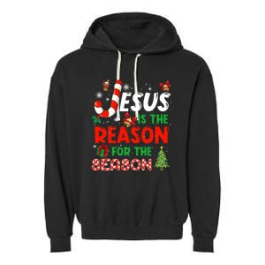 Jesus Is The Reason For The Season Faith Christmas Pajamas Garment-Dyed Fleece Hoodie