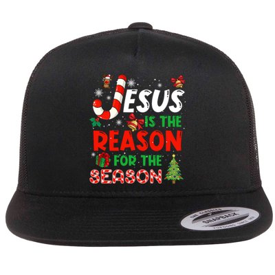 Jesus Is The Reason For The Season Faith Christmas Pajamas Flat Bill Trucker Hat