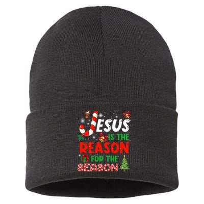 Jesus Is The Reason For The Season Faith Christmas Pajamas Sustainable Knit Beanie